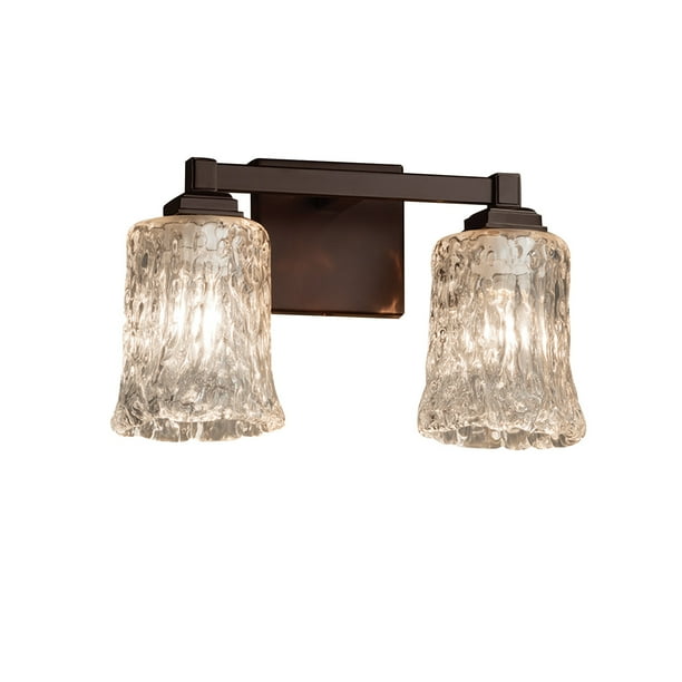 Justice Design Group Veneto Luce 2-Light Bath Bar Antique Brass Finish with Amber Venetian Glass Shade Justice Design Group Veneto Luce 2-Light Bath Bar Antique Brass Finish with Amber Venetian Glass Shade